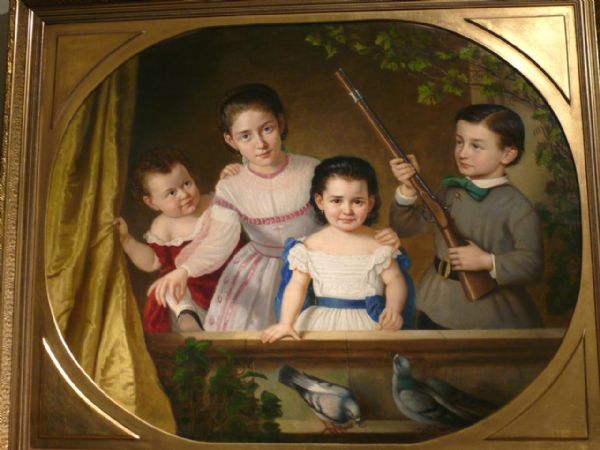 Pintura al óleo sobre lienzo. Retrato de los príncipes de Borbón-Parma.
    